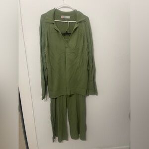 FP Movement by Free People Green Drea sweater and pants set
